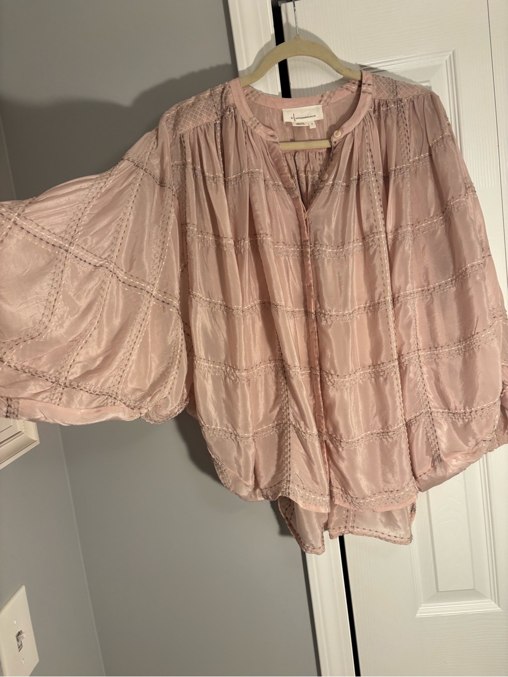 Light Pink Peasant Blouse - Unbranded